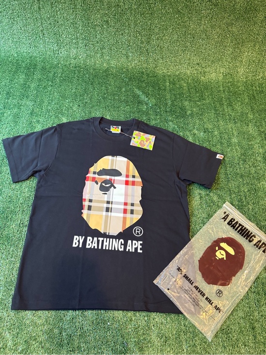 Bape Other - Bape Black Tee with Plaid Ape Head Graphic